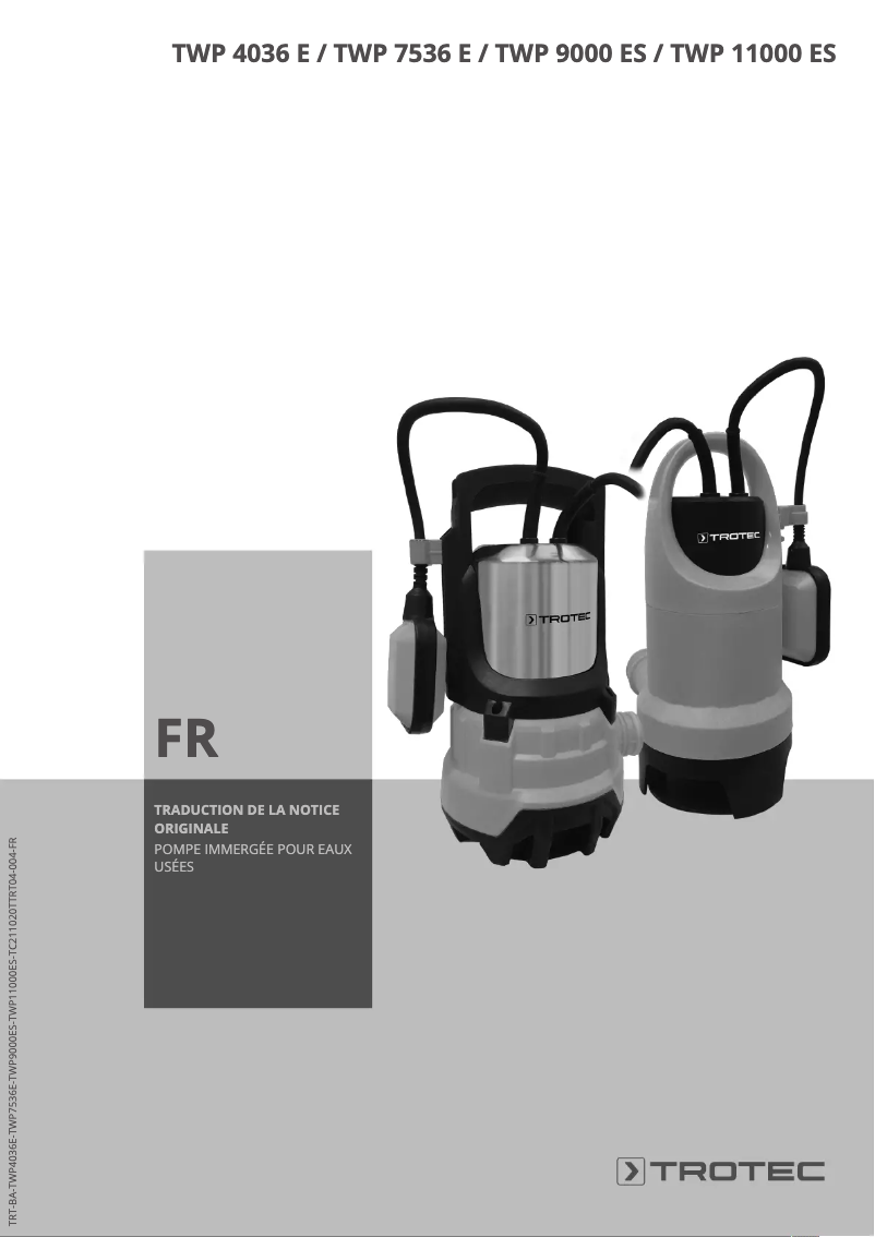 Page 1 de la notice Manuel utilisateur Trotec TWP 4036 E