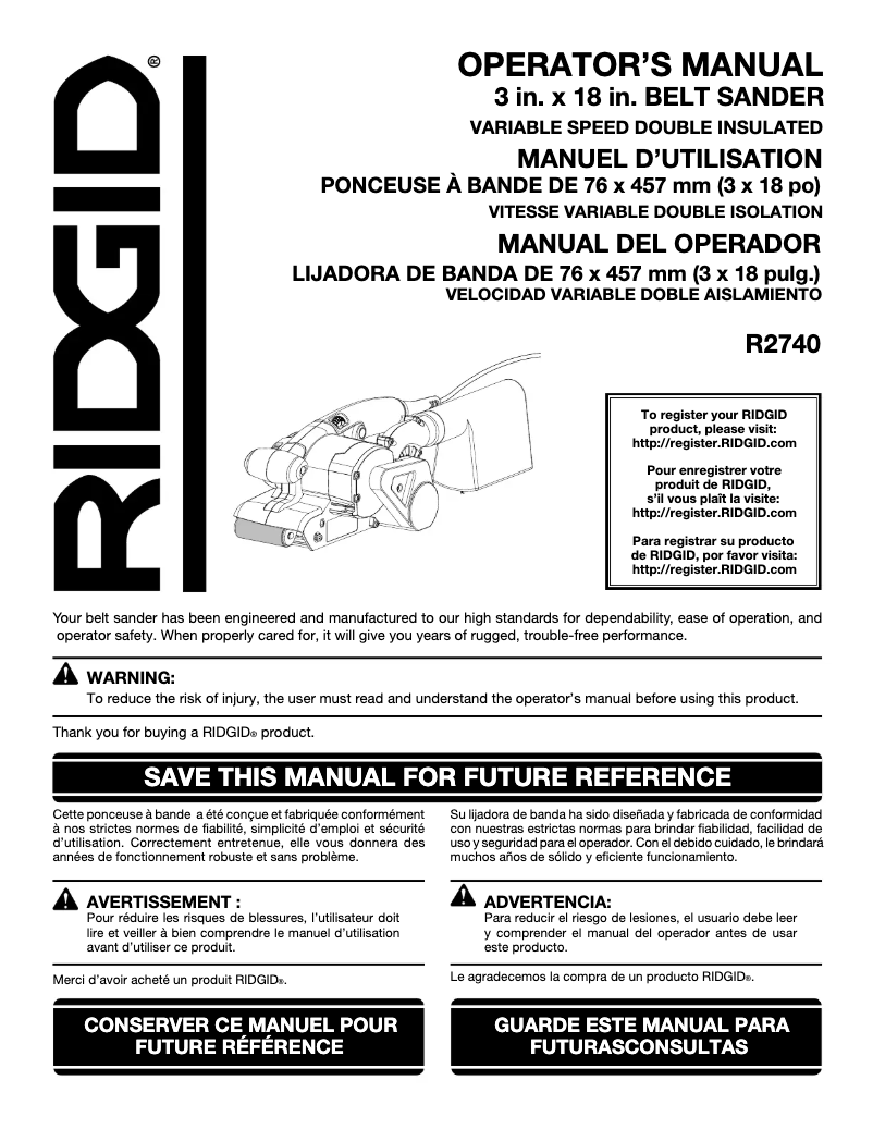 Página 1 del manual Manual de usuario Ridgid R2740