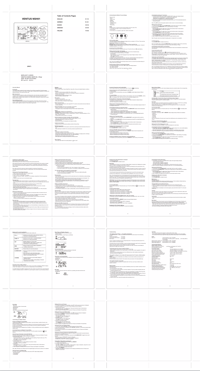 Página 1 del manual Manual de usuario Ventus NSH01