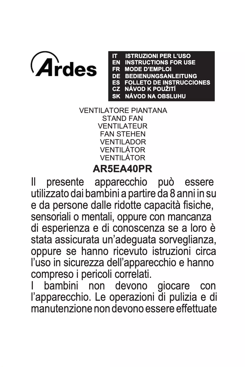Page n°1 - Manuel utilisateur Ardes AR5EA40PR