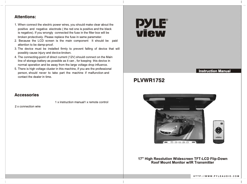 Page n°1 - Manuel utilisateur Pyle PLVWR1752