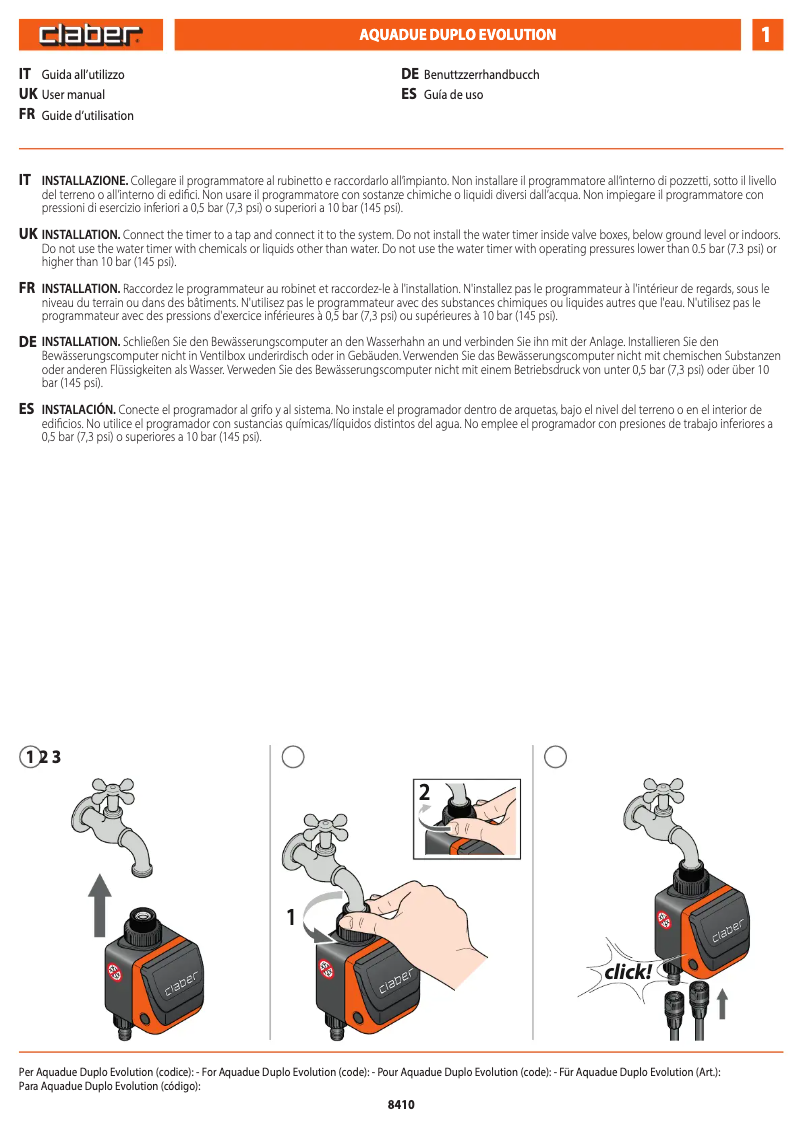 Image de la première page du manuel de l'appareil Duplo Evolution 8062
