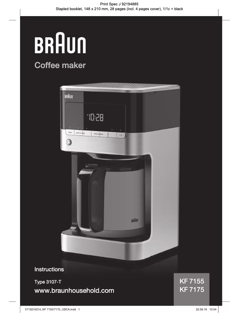 Página 1 del manual Manual de usuario Braun BrewSense KF7155