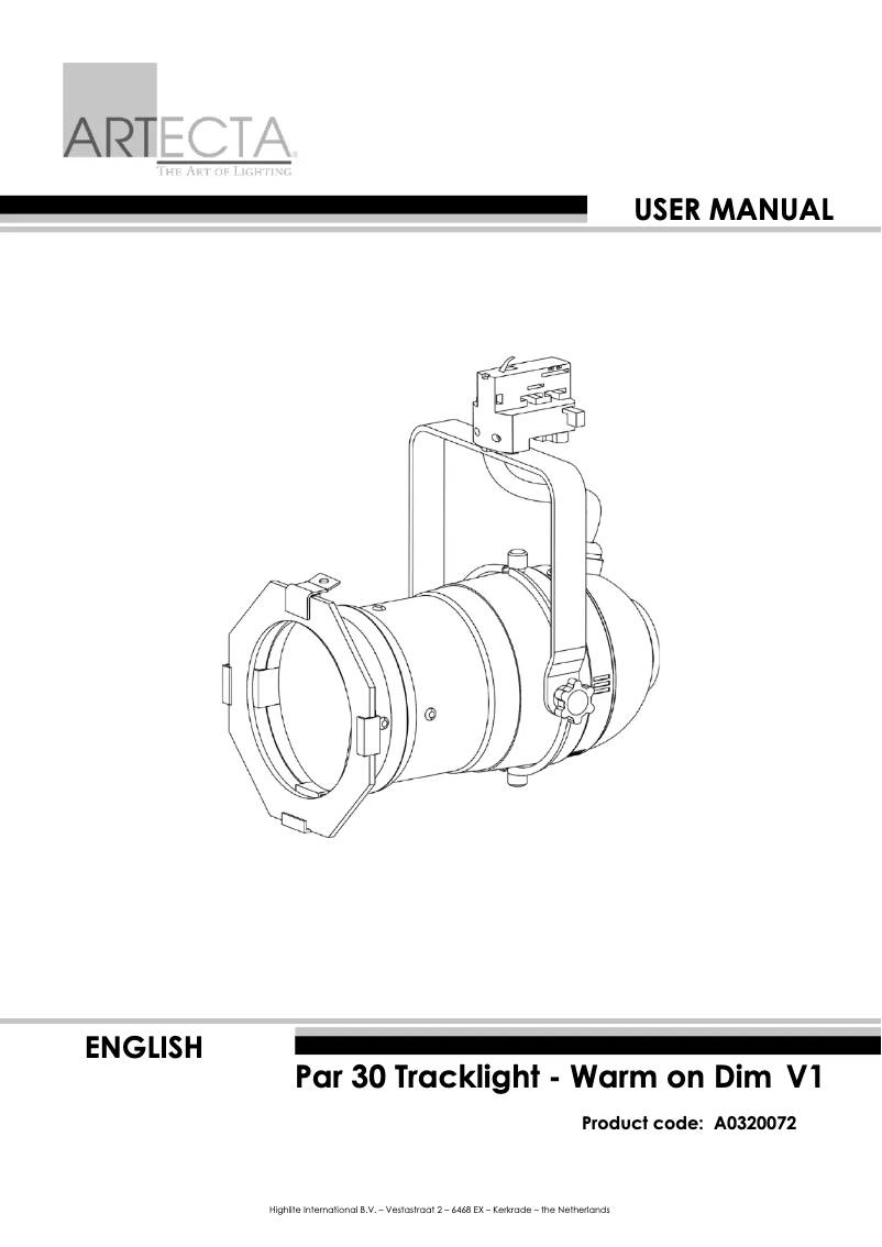 Page n°1 - Manuel utilisateur Artecta PAR 30 Track Light Warm-On-Dim