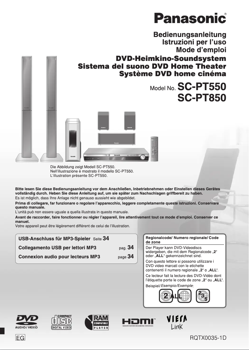 Imagen de la primera página del manual del dispositivo SC-PT850