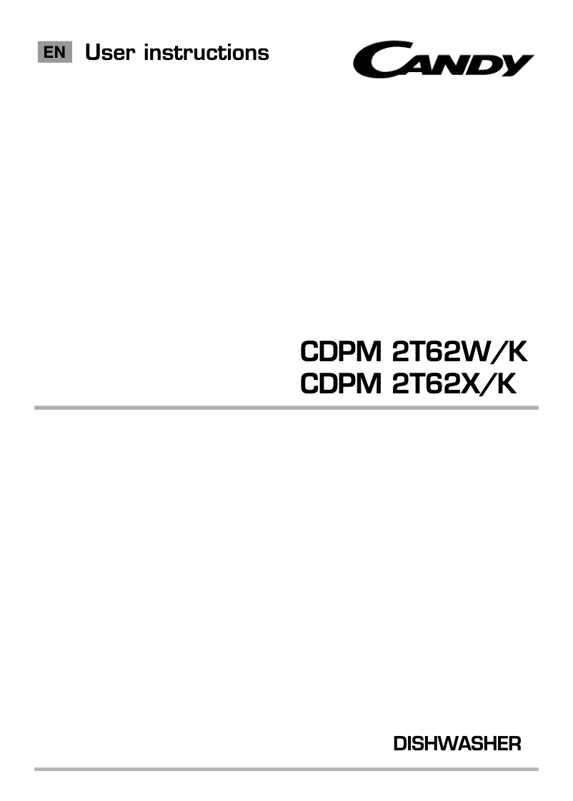 Page 1 de la notice Manuel utilisateur Candy CDPM 2T62W/KN