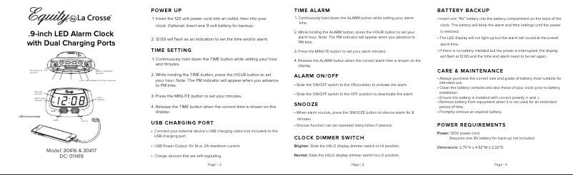 Page n°1 - Manuel utilisateur La Crosse Technology 30416