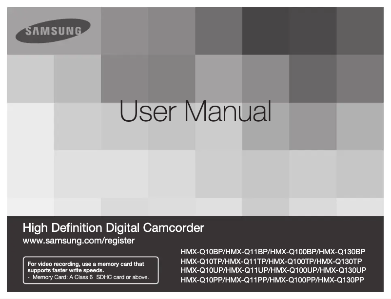 Page 1 de la notice Manuel utilisateur Samsung HMX-Q10TP