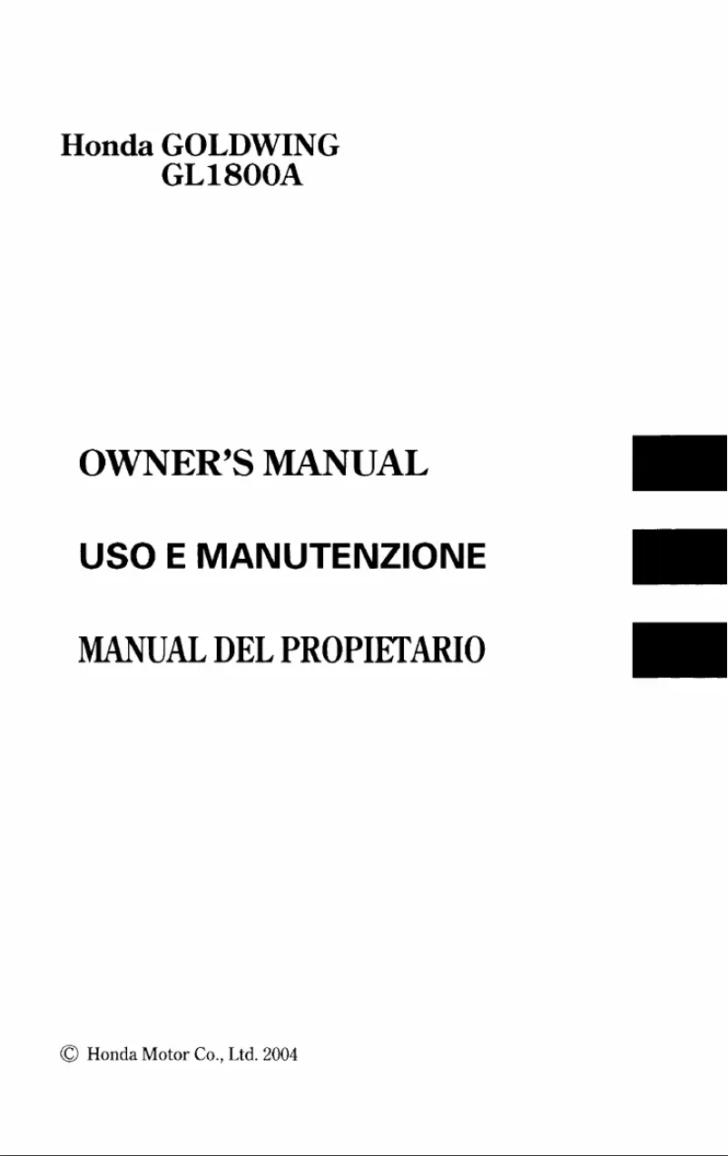 Page 1 de la notice Manuel utilisateur Honda Goldwing GL1800A (2005)