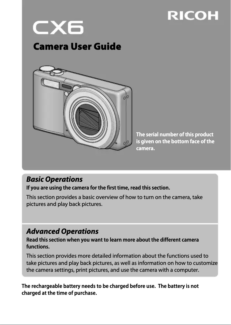 Image de la première page du manuel de l'appareil CX6