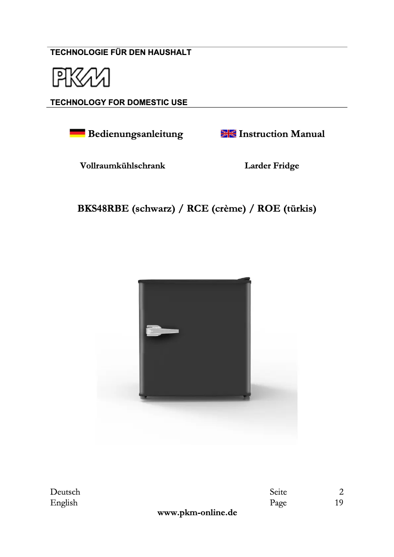 Image de la première page du manuel de l'appareil BKS48ROE