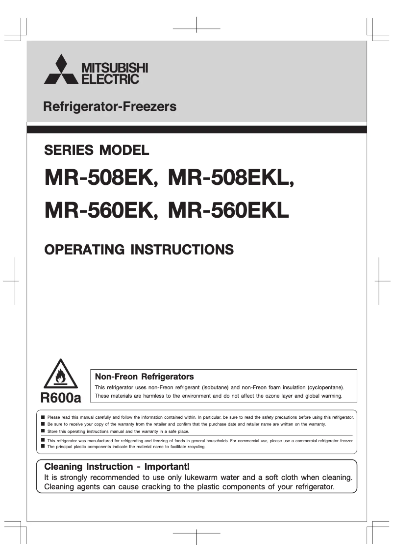 Image de la première page du manuel de l'appareil MR-508EK-W-A2