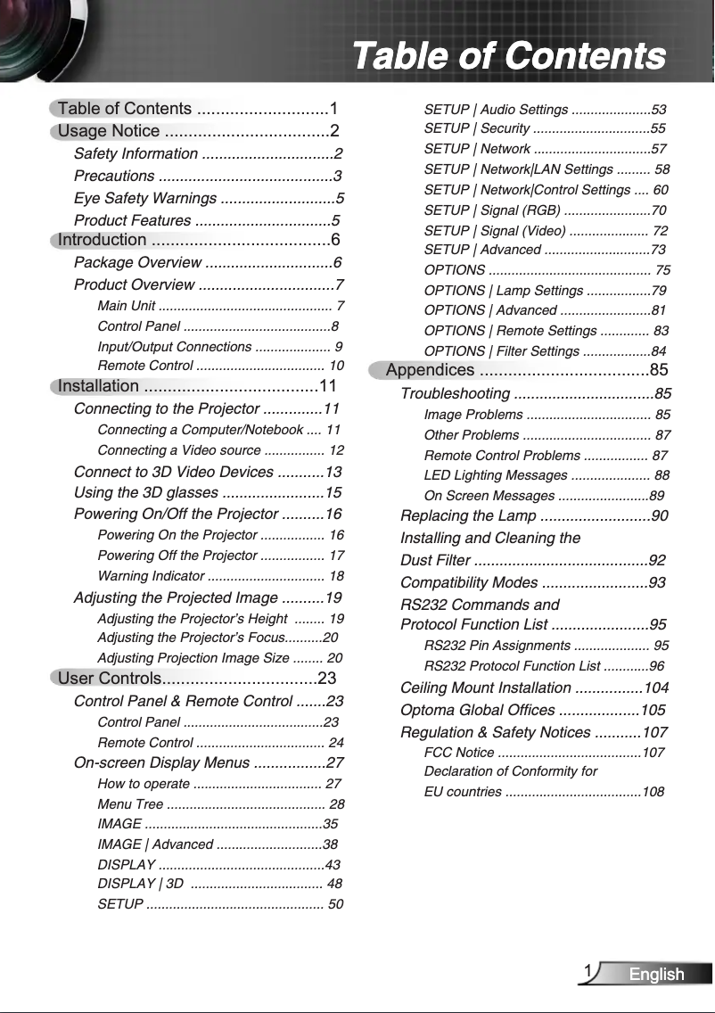 Page n°1 - Manuel utilisateur Optoma X319UST