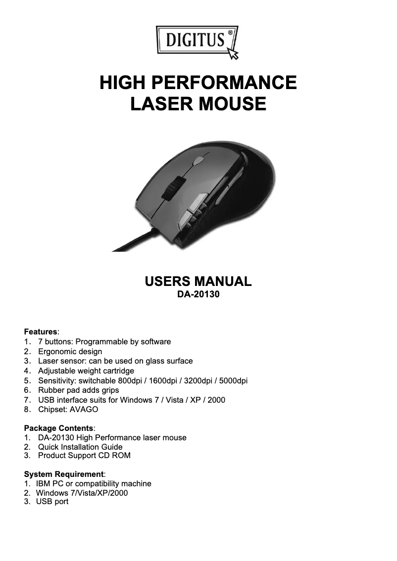 Page 1 de la notice Manuel utilisateur ASSMANN Electronic DA-20130