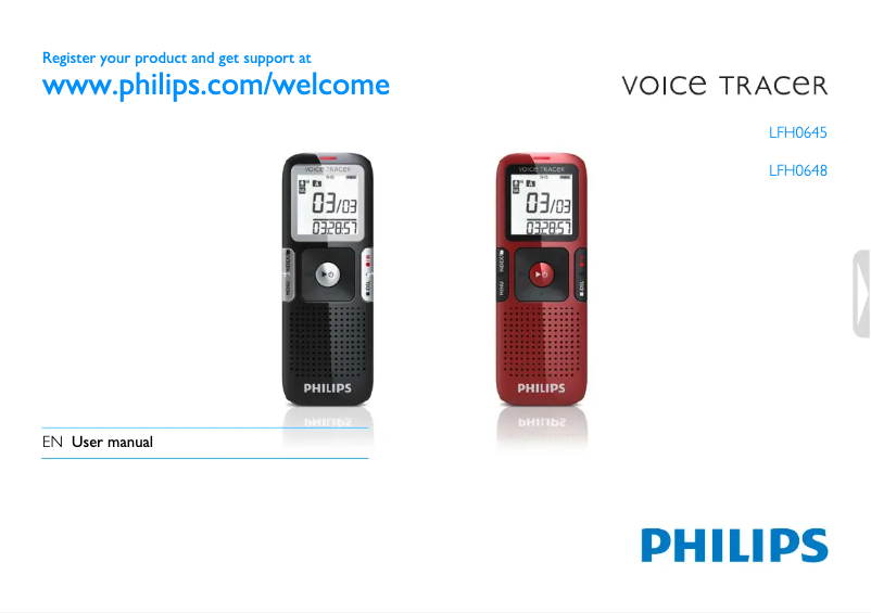 Page 1 de la notice Manuel utilisateur Philips Voice Tracer LFH645