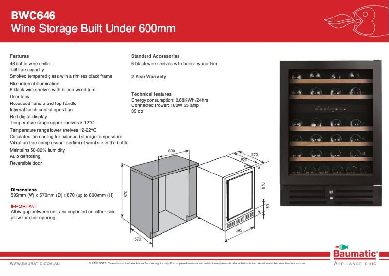 Image de la première page du manuel de l'appareil BWC646