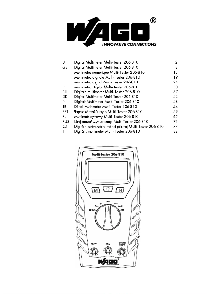 Page 1 of the manual User Manual Wago 206-810