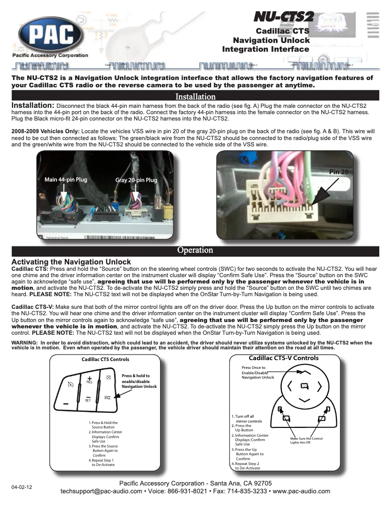 Página 1 del manual Manual de usuario PAC NU-CTS2