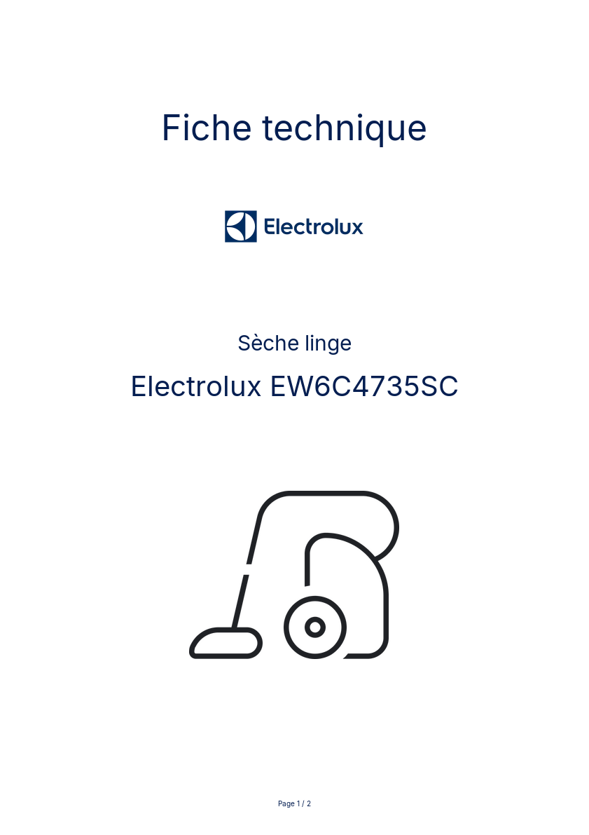 Page n°1 - Fiche technique Electrolux EW6C4735SC