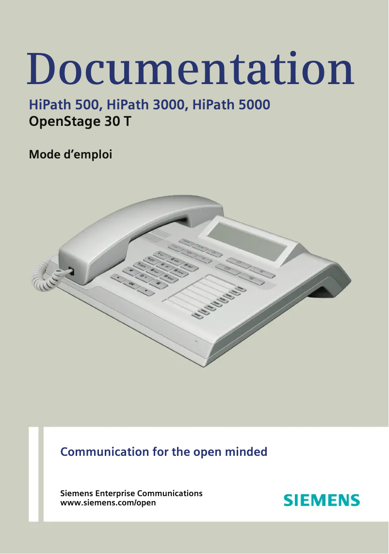 Page 1 de la notice Manuel utilisateur Siemens Hipath 3000