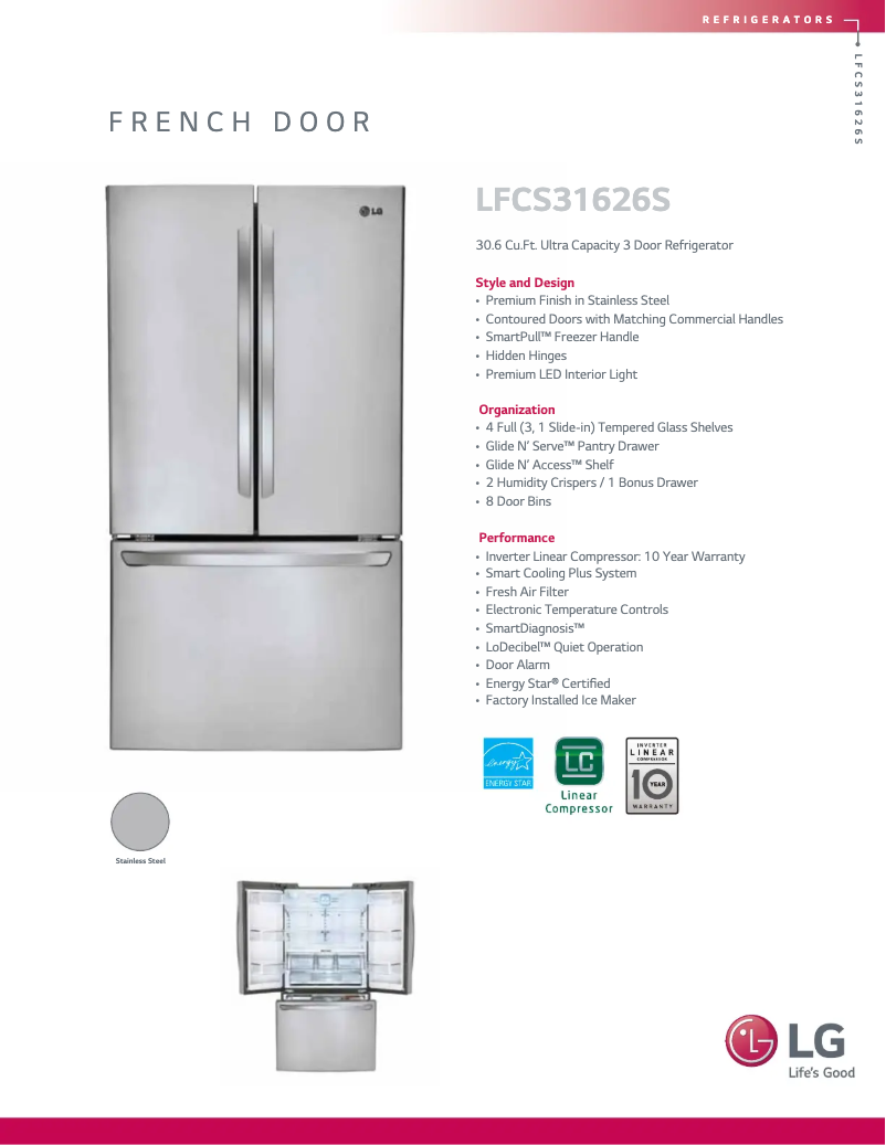 Página 1 del manual Ficha técnica LG LFCS31626S