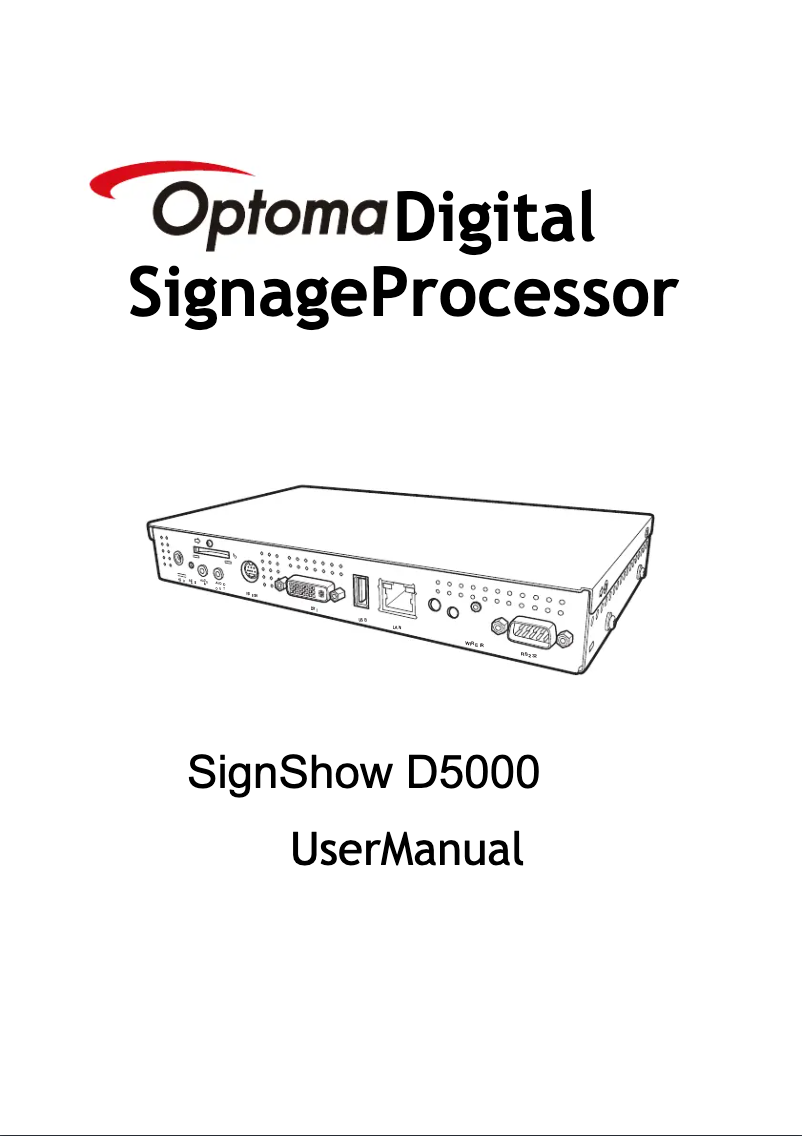 Page n°1 - Manuel utilisateur Optoma SignShow D5000