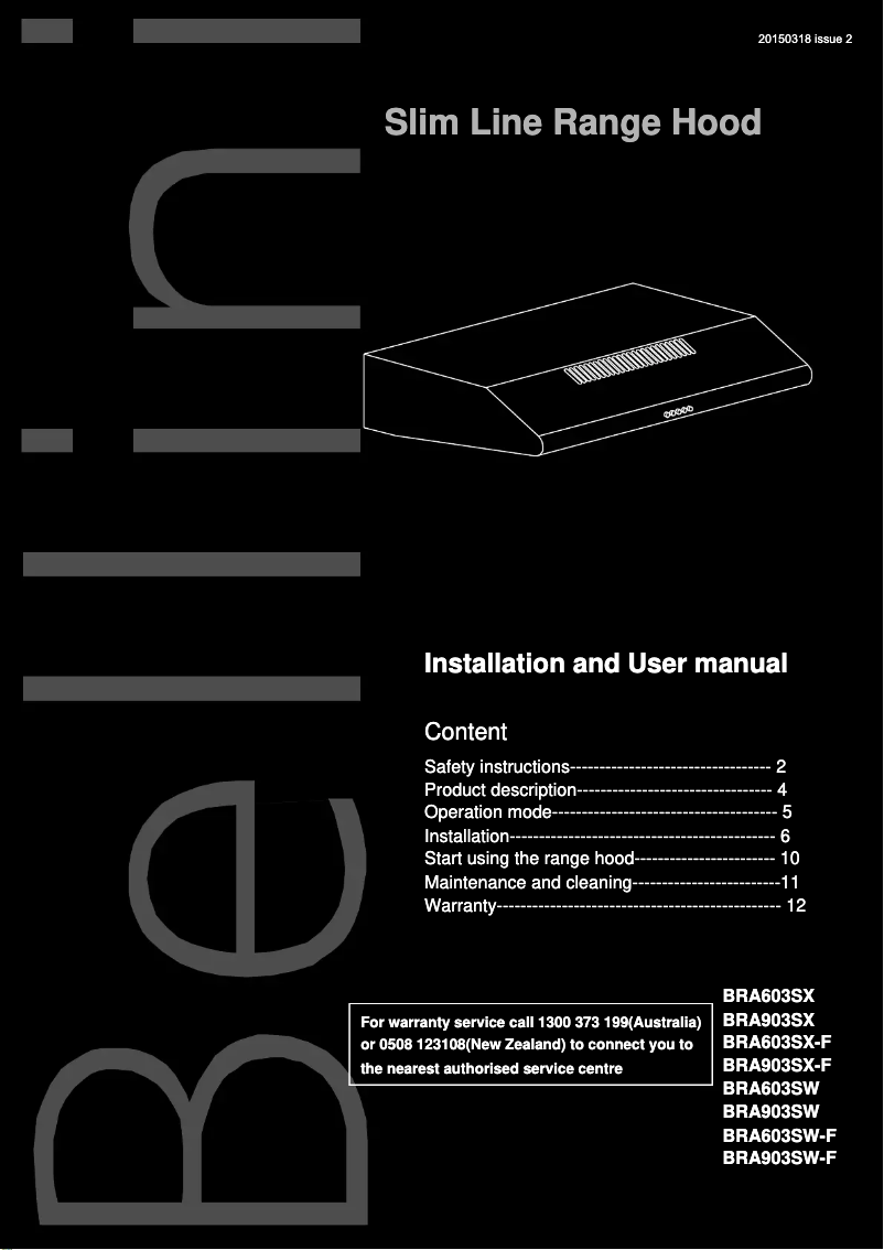 Page n°1 - Manuel utilisateur Bellini BRA603SX-F