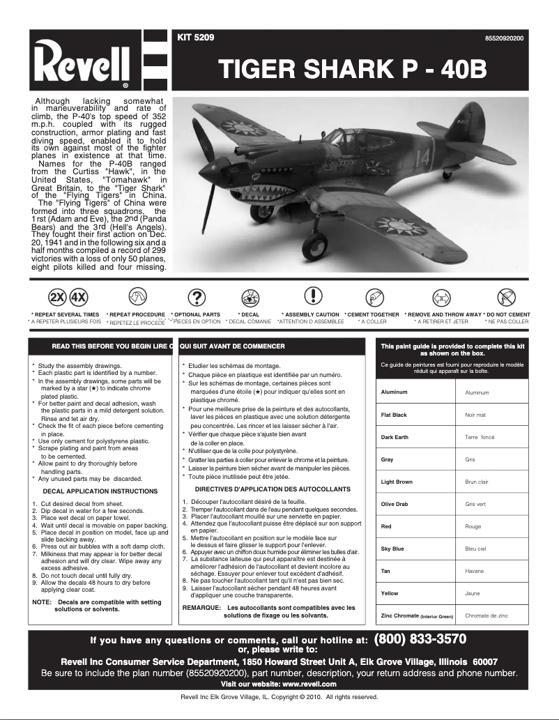 Page n°1 - Manuel utilisateur Revell P-40B Tiger Shark