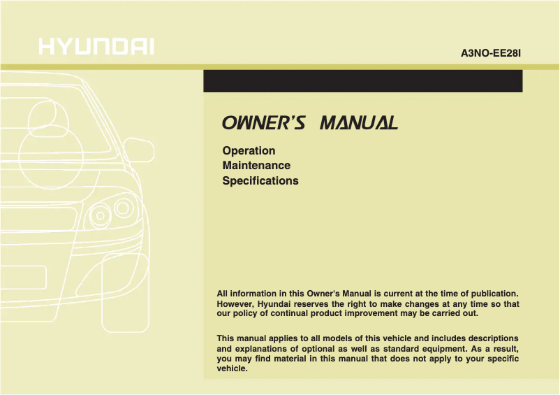 Page 1 de la notice Manuel utilisateur Hyundai Equus (2011)