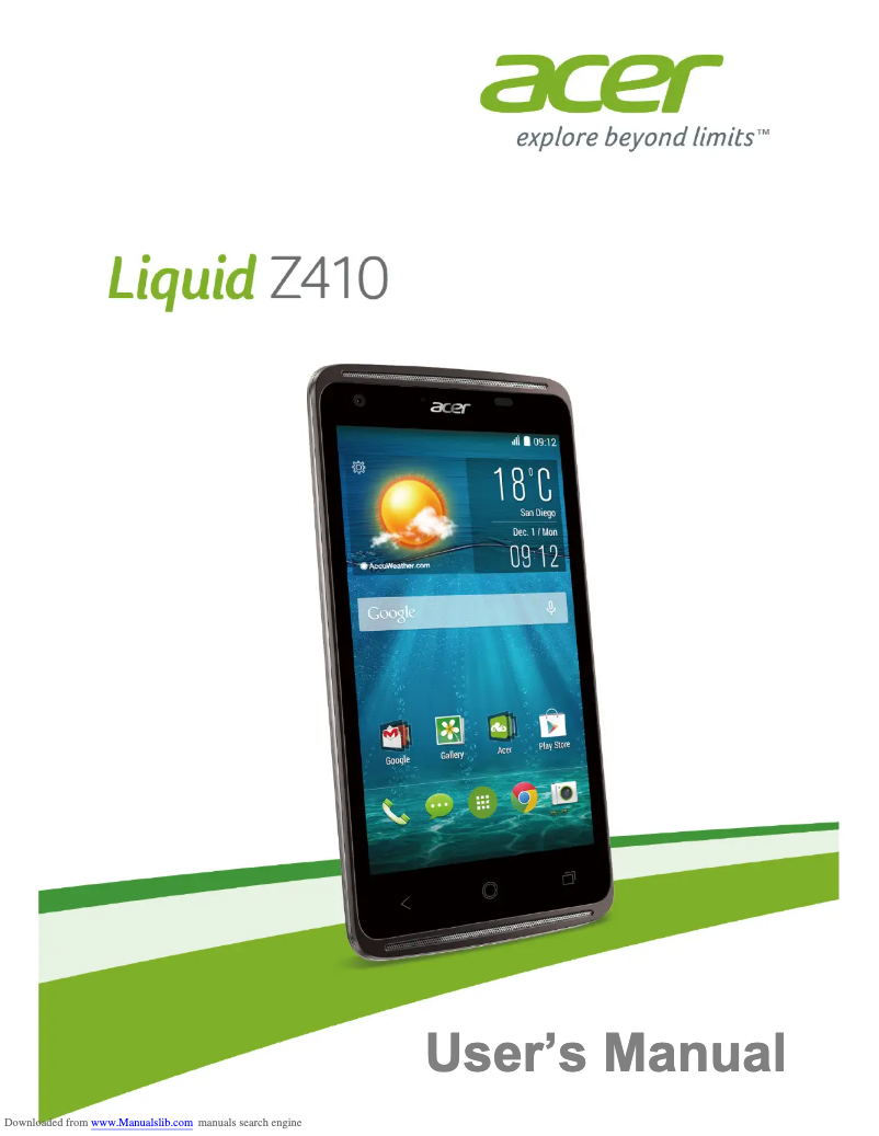 Página 1 del manual Manual de usuario Acer Liquid Z410