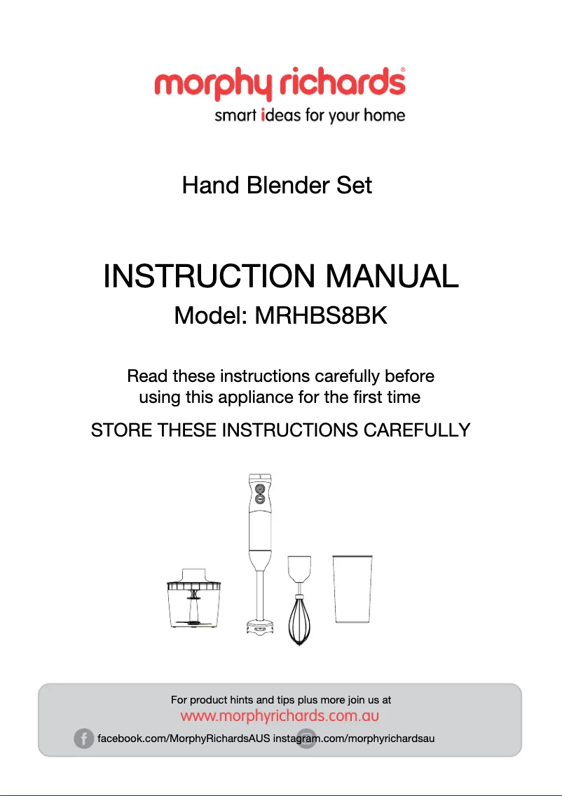 Page 1 de la notice Manuel utilisateur Morphy Richards MRHBS8BK