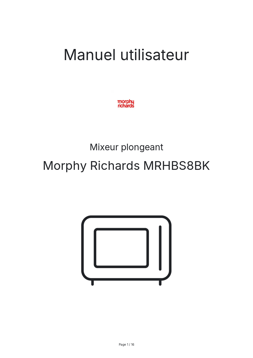 Image de la première page du manuel de l'appareil MRHBS8BK
