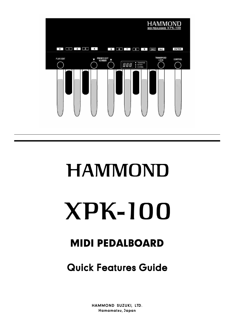 Page n°1 - Manuel utilisateur Hammond XPK-100