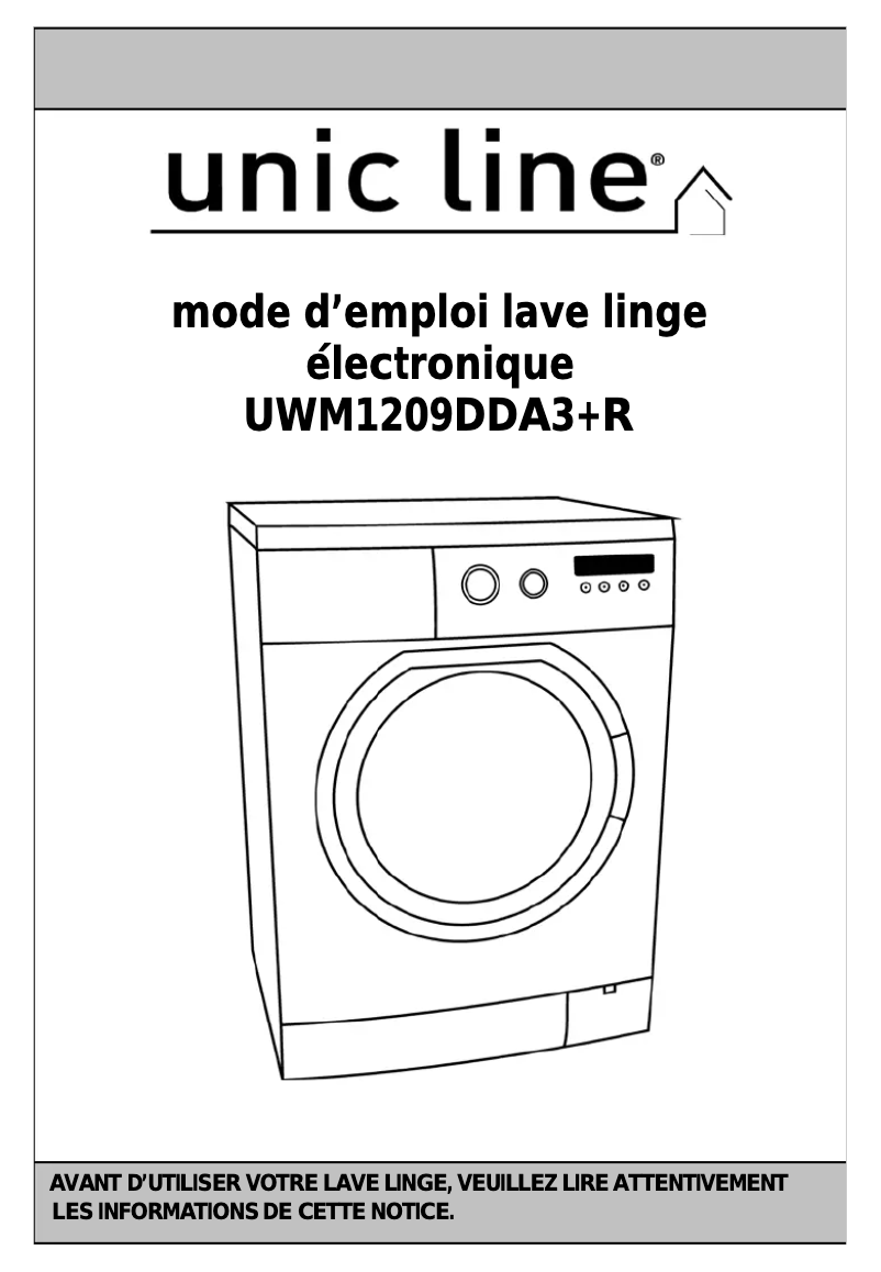Page 1 de la notice Manuel utilisateur Unic Line UWM1209DDA3+R