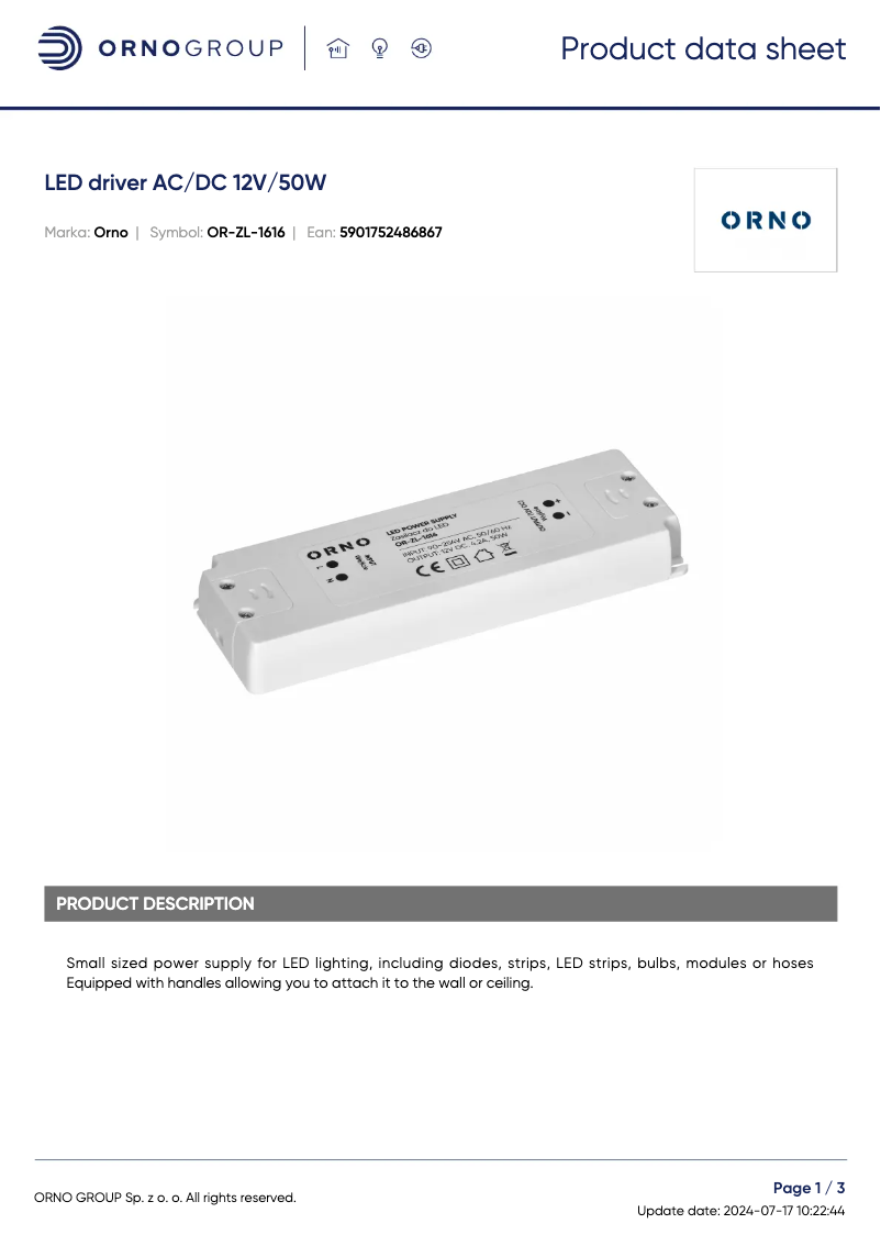 Image de la première page du manuel de l'appareil OR-ZL-1616