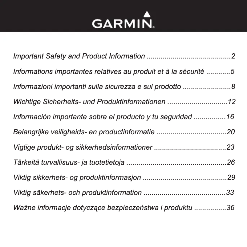 Page 1 de la notice Instructions de sécurité Garmin NüLink! 1695 LIVE