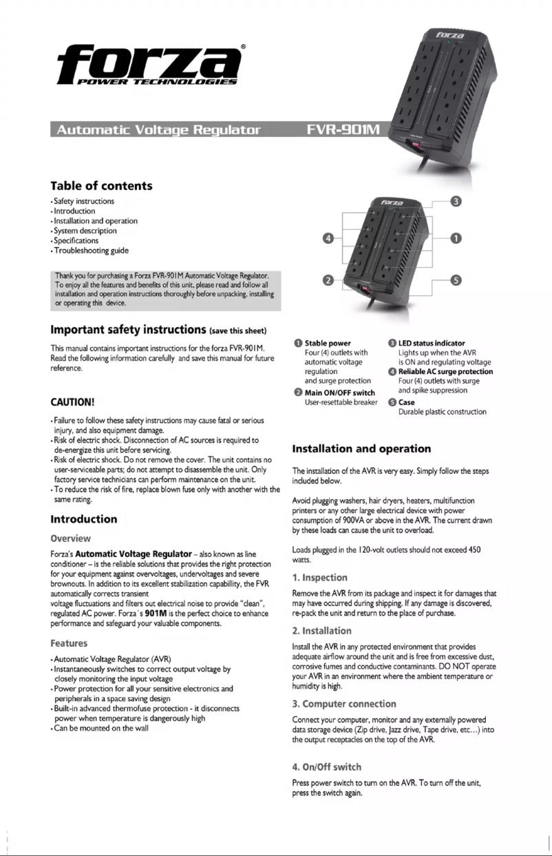 Page 1 de la notice Manuel utilisateur Forza FVR-901M