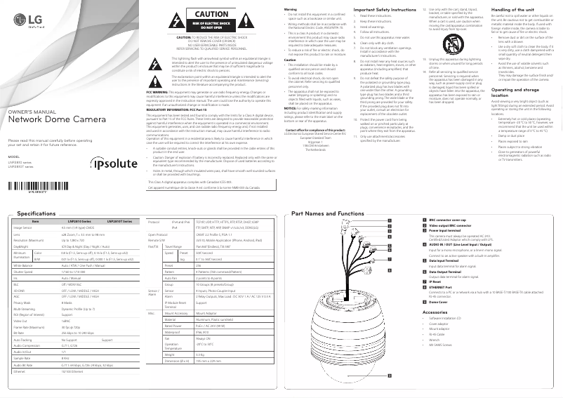 Page 1 de la notice Manuel utilisateur LG LNP2810