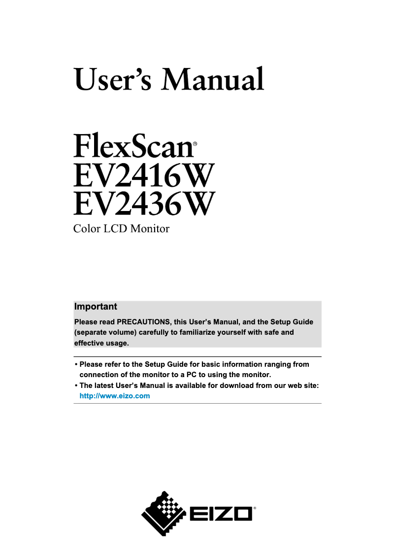 Page 1 de la notice Manuel utilisateur Eizo FlexScan EV2416W