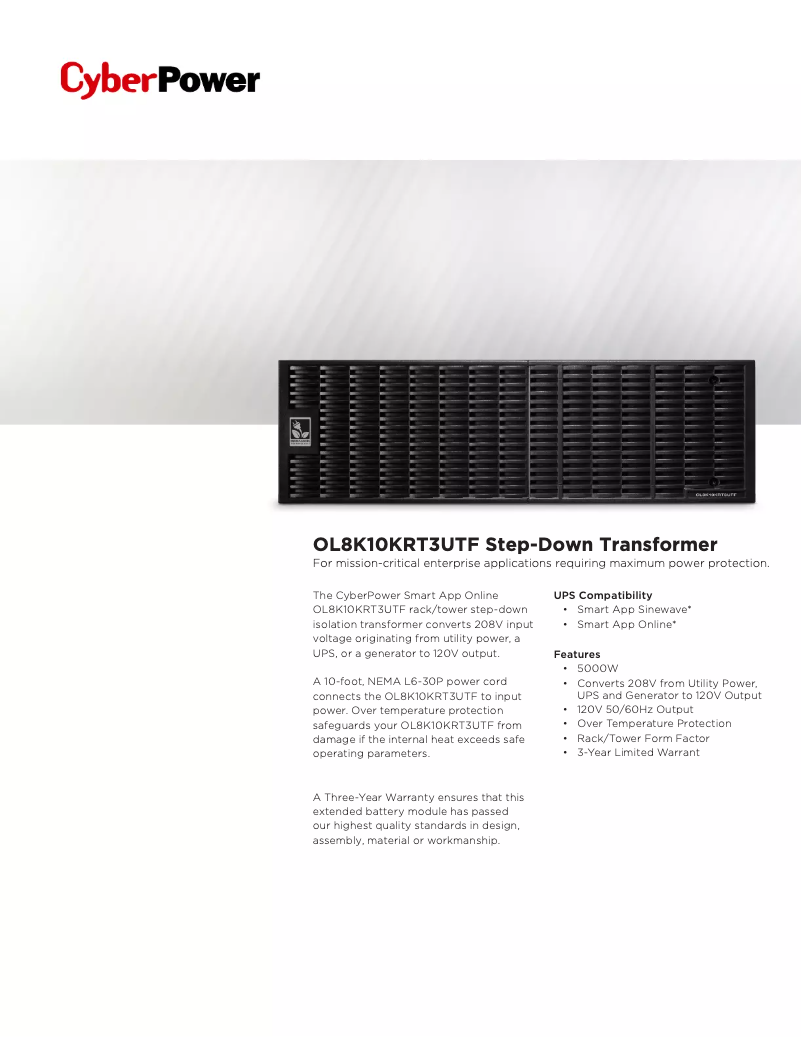 Image de la première page du manuel de l'appareil OL8K10KRT3UTF