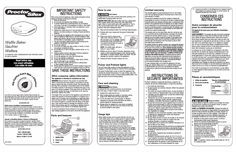 Page 1 de la notice Manuel utilisateur Proctor Silex 26008
