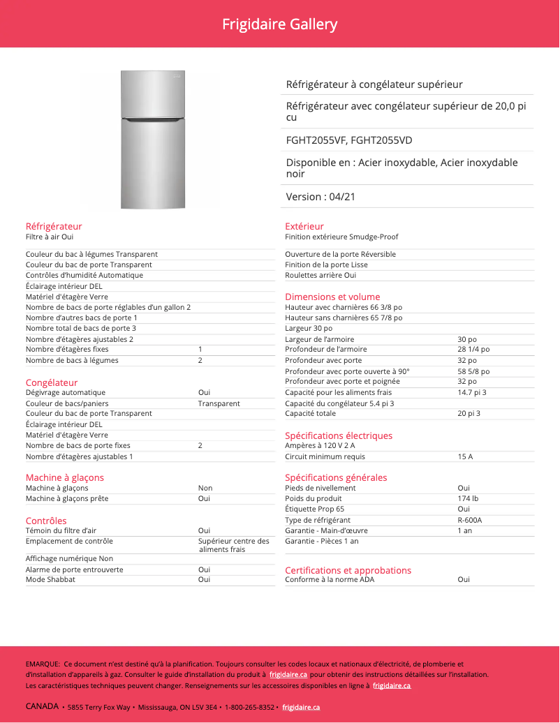 Image de la première page du manuel de l'appareil FGHT2055VD