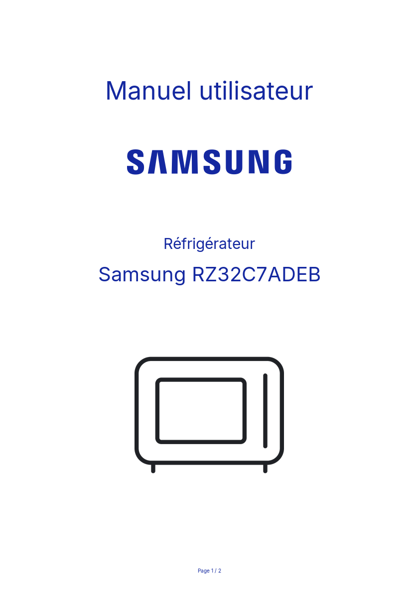 Page n°1 - Manuel utilisateur Samsung RZ32C7ADEB