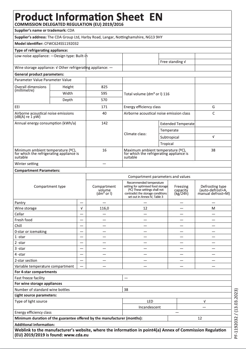 Image de la première page du manuel de l'appareil CFWC624