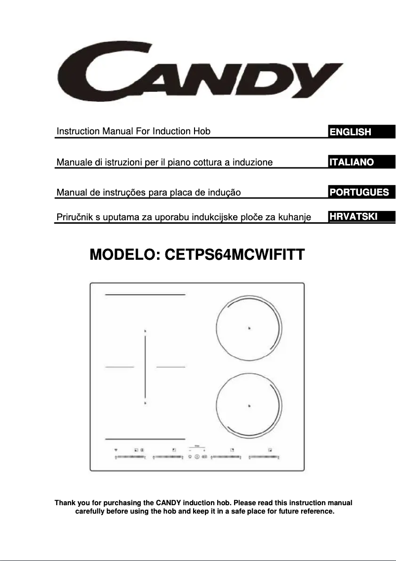 Page 1 de la notice Manuel utilisateur Candy CETPS64MCWIFITT