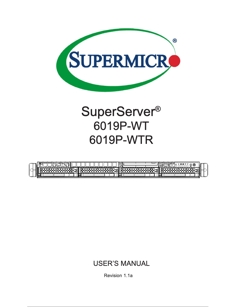 Page 1 de la notice Manuel utilisateur Supermicro SuperServer 6019P-WT