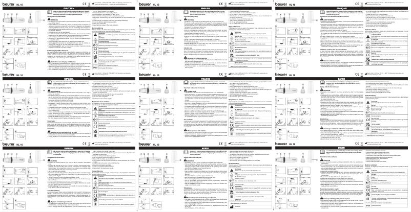 Page n°1 - Manuel utilisateur Beurer HL 16