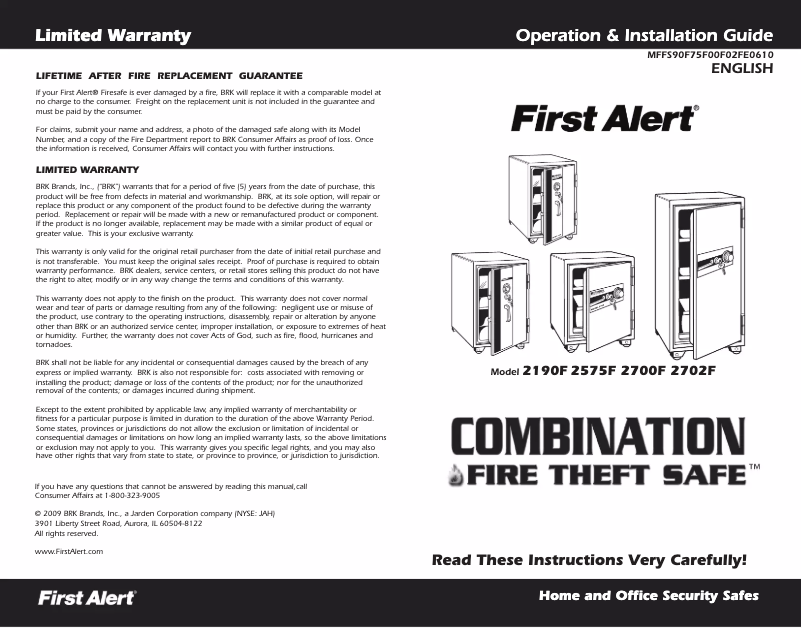 Page n°1 - Manuel utilisateur First Alert 2190F
