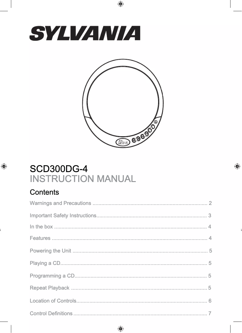 Page 1 de la notice Manuel utilisateur Sylvania SCD300