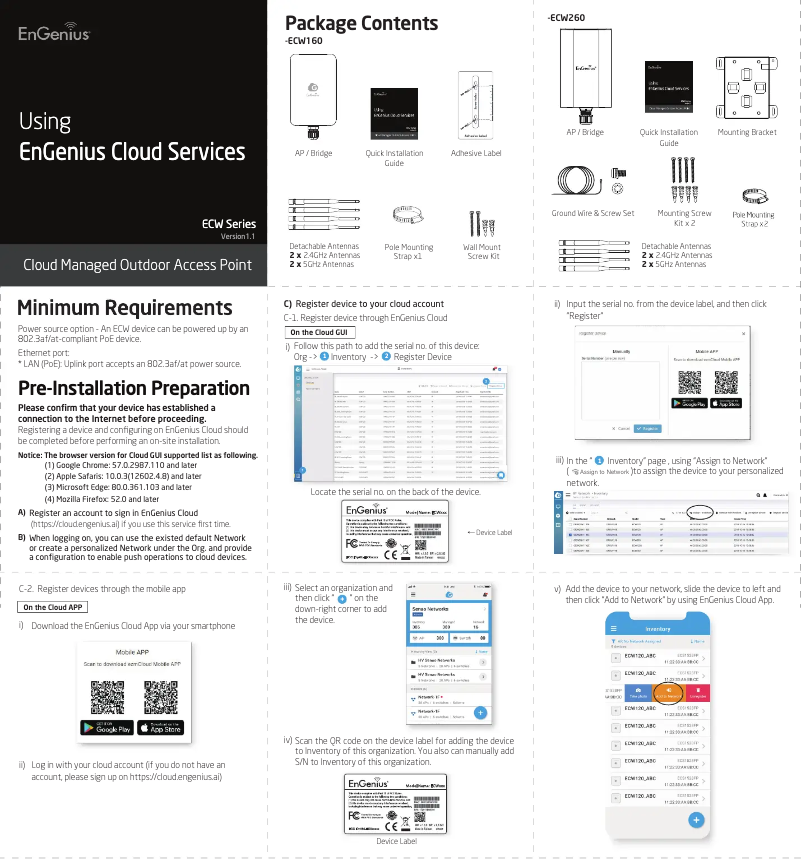 Page 1 de la notice Manuel utilisateur EnGenius ECW160